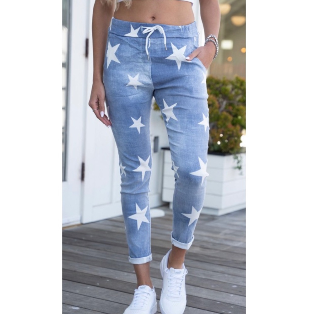 Light blue and white jogger